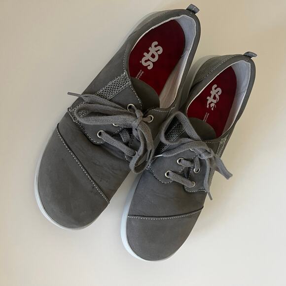 SAS 'Marnie' Women's 8.5N Lace Up Comfort Sneaker Gray Leather Walking Shoe - Picture 6 of 7